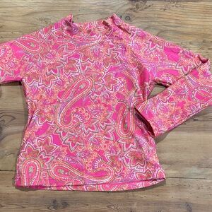 COOLIBAR Girls 3T Pink Paisley Printed UPF 50+ Sun Coverage Rashguard L/S Top